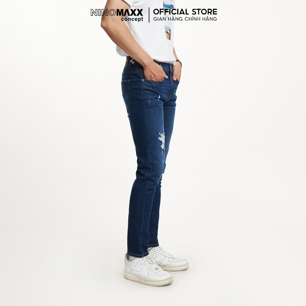 NINOMAXX Quần jean nam wash slim fit co giãn tốt 2207017