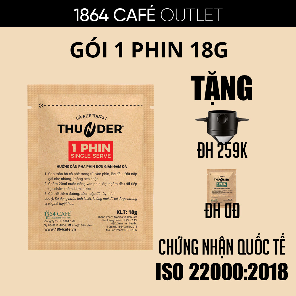 Cà Phê 1 phin 18g Thunder Nhãn Đỏ (Xay Sẵn)