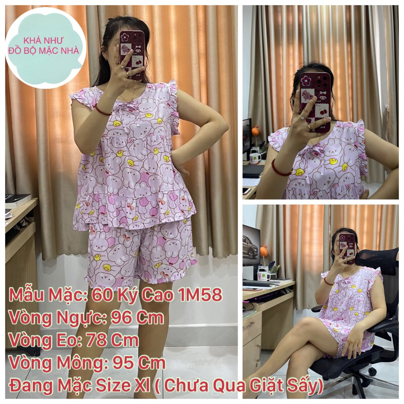 Bộ tole mặc nhà, bộ lanh nữ quần đùi áo babydoll 45-70 ký