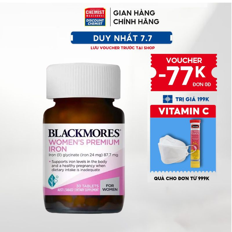 Viên uống bổ sung sắt cho bà bầu Pregnancy Iron Blackmores Úc 30 viên