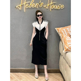 Đầm Thể Thao Phối Khóa Kéo Dáng Bút Chì Năng Động Hàng Quảng Châu V4085 - Lolla Fashion
