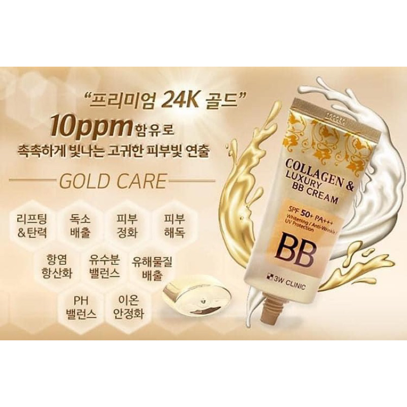 Kem nền BB Cream collagen & Luxury gold 3w clinic