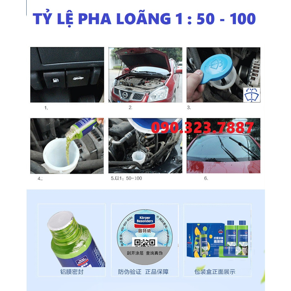 Nước Rửa Kính Korper Besonders 45ml KB-KWS357 Dùng Châm Bình Chứa Ô Tô Xe hơi, nhà kính.