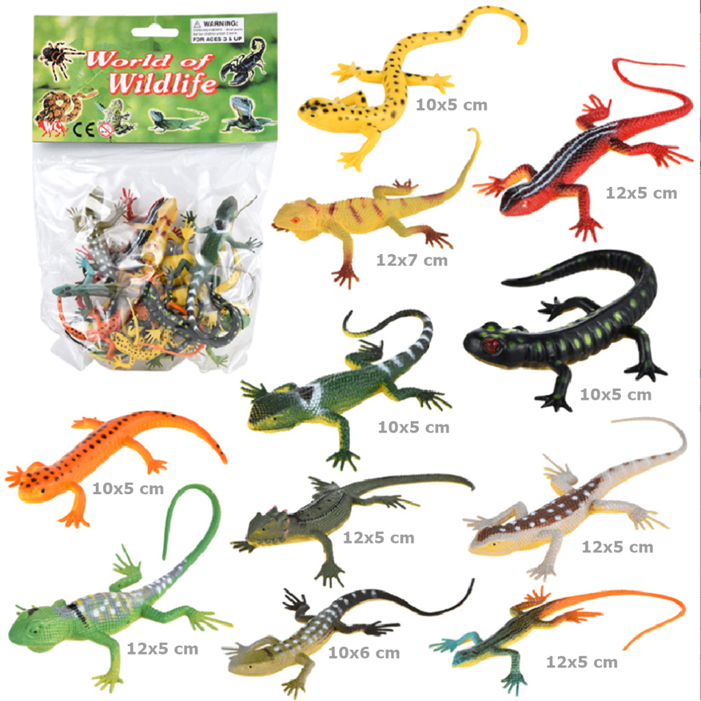 Bộ 12 đồ chơi thằn lằn, tắc kè Safari Animal World dài 14 cm mẫu 2 - New4all