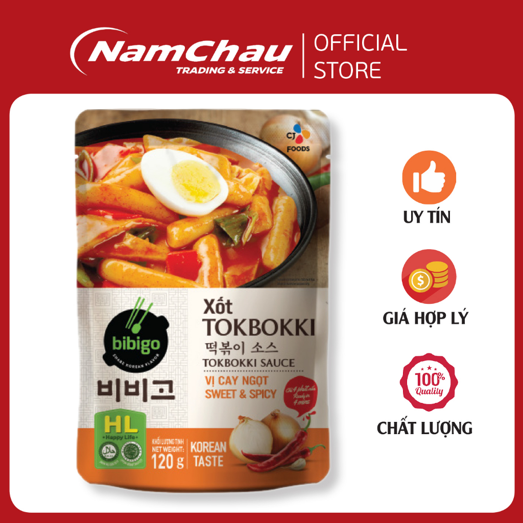 Xốt nấu Tokbokki Bánh Gạo Hàn Quốc Bibigo vị cay ngọt 120g - Nhập khẩu từ Hàn Quốc [HN giao hàng hỏa tốc]