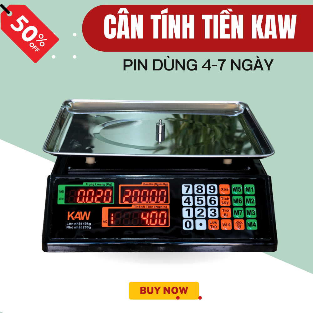 Cân điện tử chống nước KAW tính tiền 40kg bảo hành 12 tháng lỗi 1 đổi 1