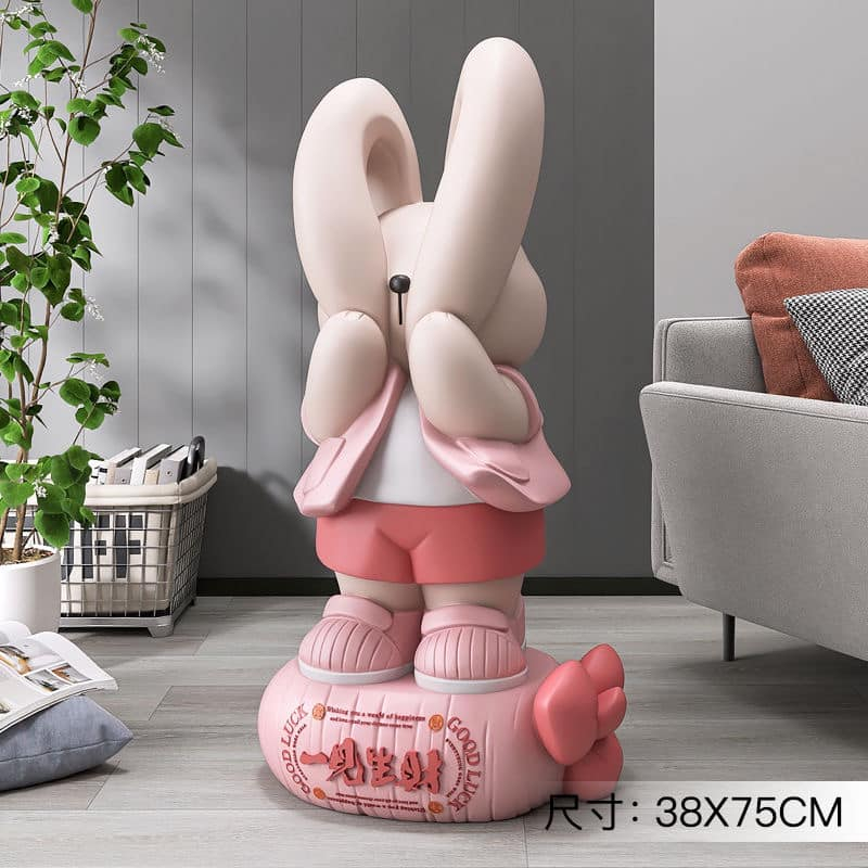 TƯỢNG DECOR HÌNH THỎ tai cụp 38x75cm