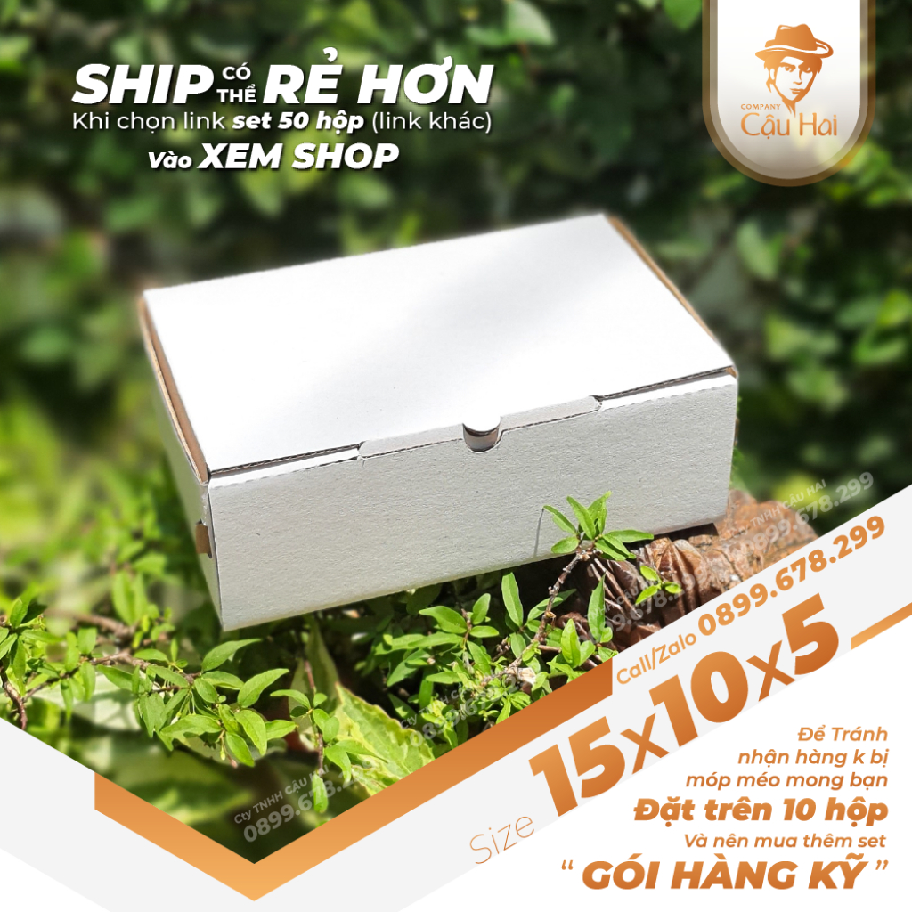 Hộp carton nắp GẬP 15x10x5