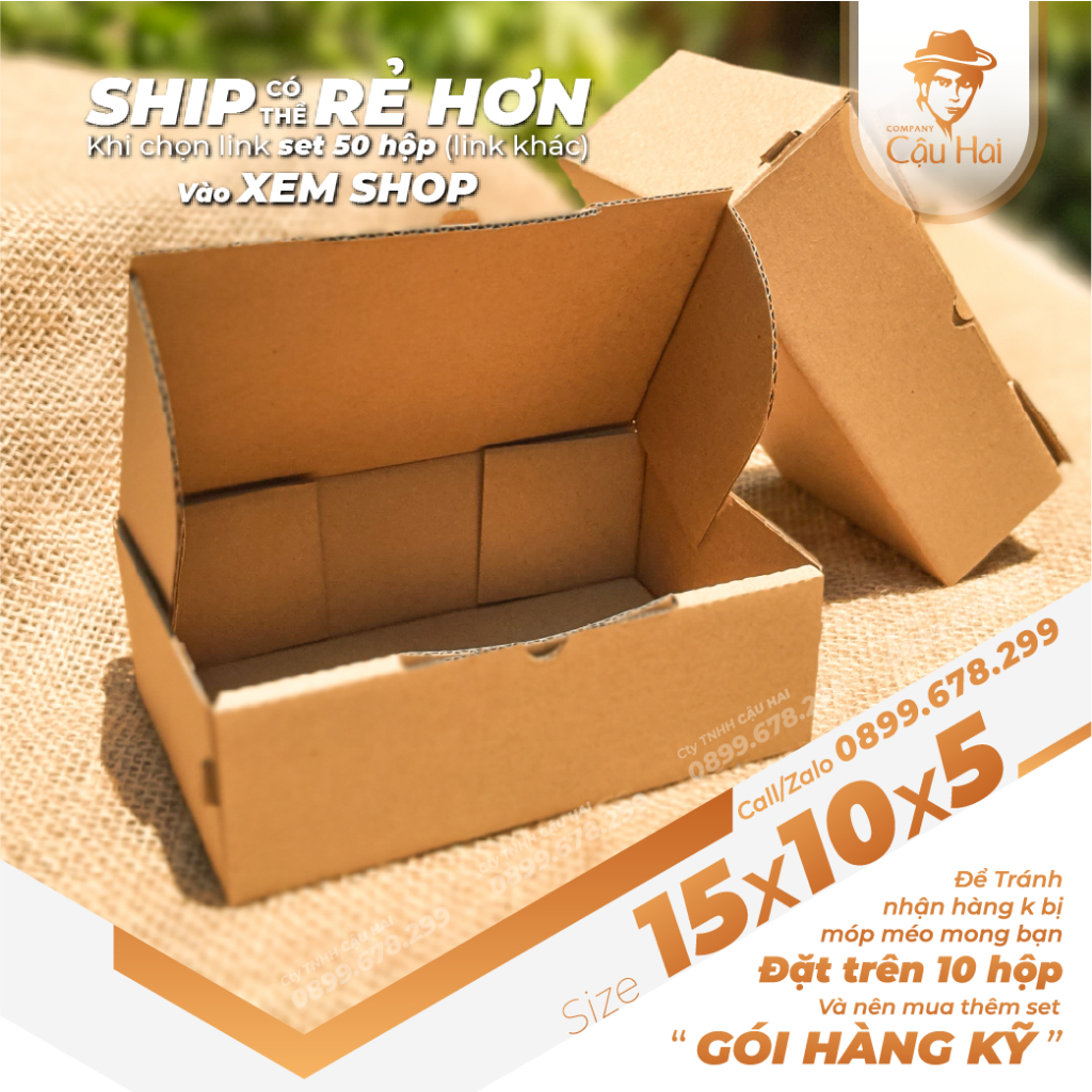 Hộp carton nắp GẬP 15x10x5