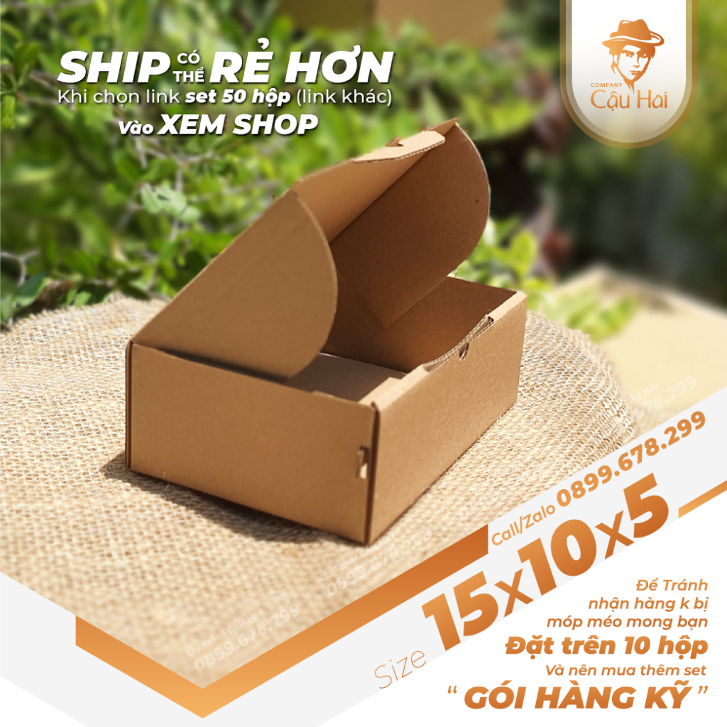 Hộp carton nắp GẬP 15x10x5