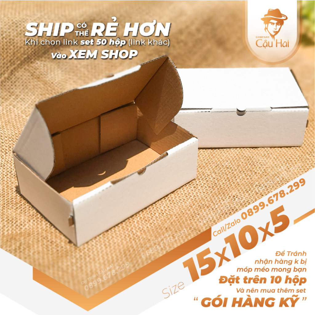 Hộp carton nắp GẬP 15x10x5