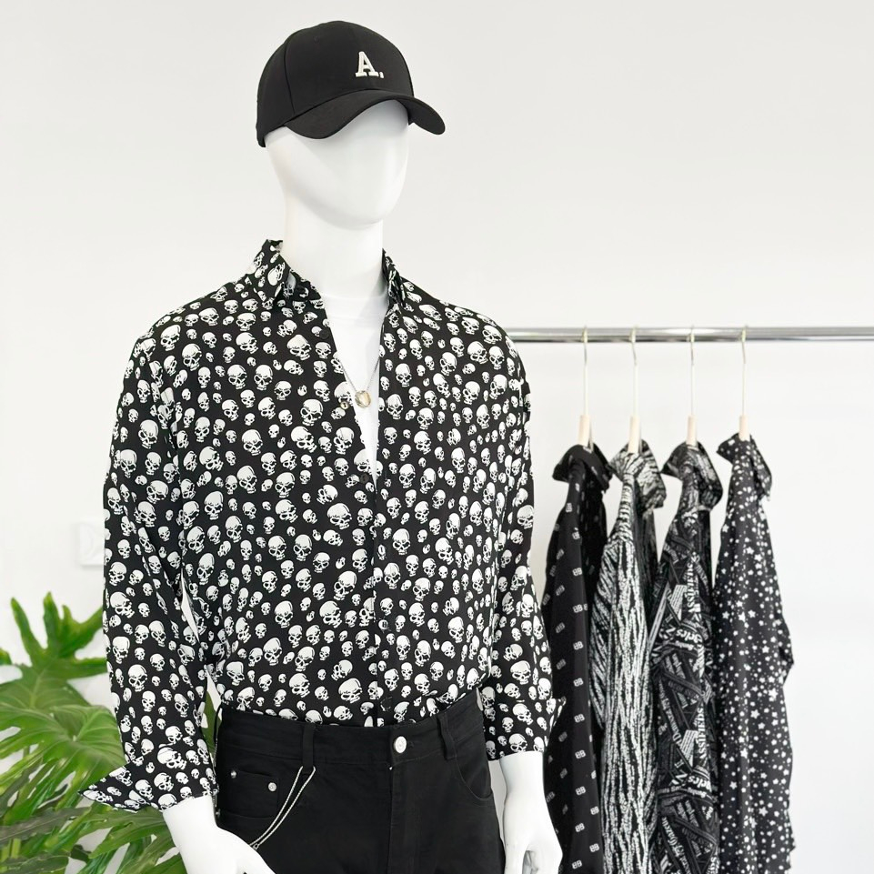 Áo sơ mi nam dài tay hoạ tiết vằn form đẹp D.Faber 8423 vải lụa mềm mịn siêu mát