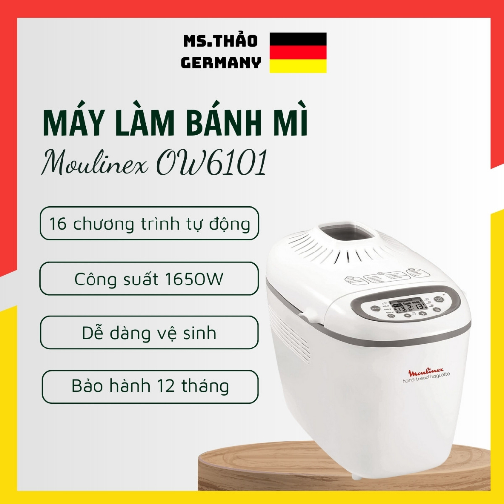 Máy Làm Bánh Mỳ Tự Động Moulinex OW6101, 16 Chương Trình Nấu ăn