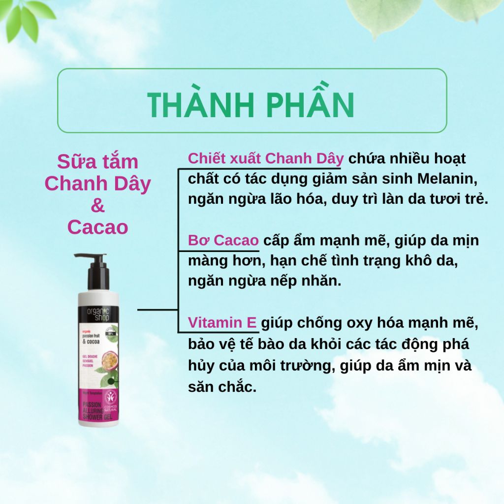 Sữa tắm ORGANIC SHOP cung cấp vitamin chiết xuất thiên nhiên 280ml