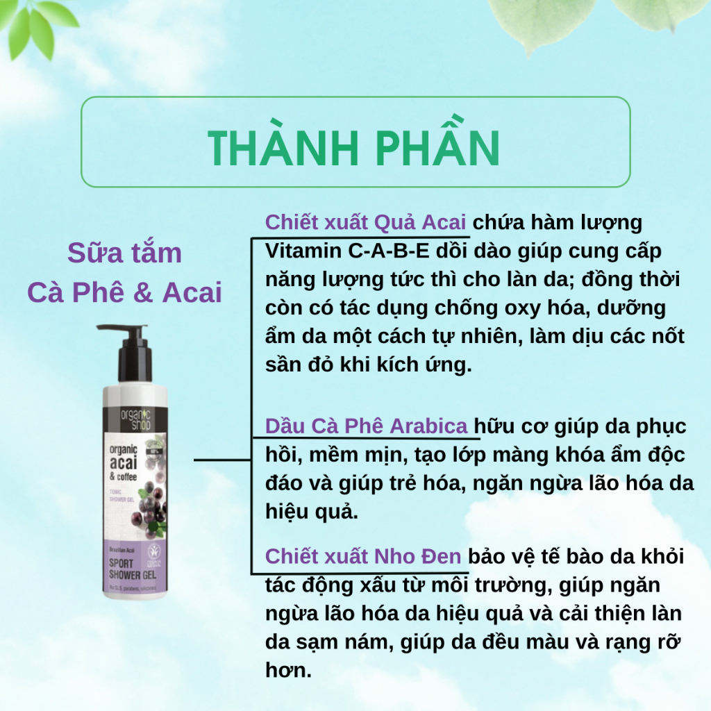 Sữa tắm ORGANIC SHOP cung cấp vitamin chiết xuất thiên nhiên 280ml