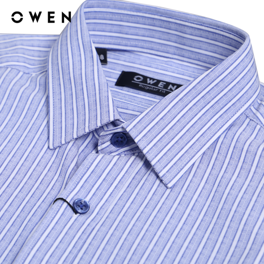 OWEN - Áo sơ mi dài tay Nam Owen dáng Regular Fit màu Xanh chất liệu Nano - AR23549D