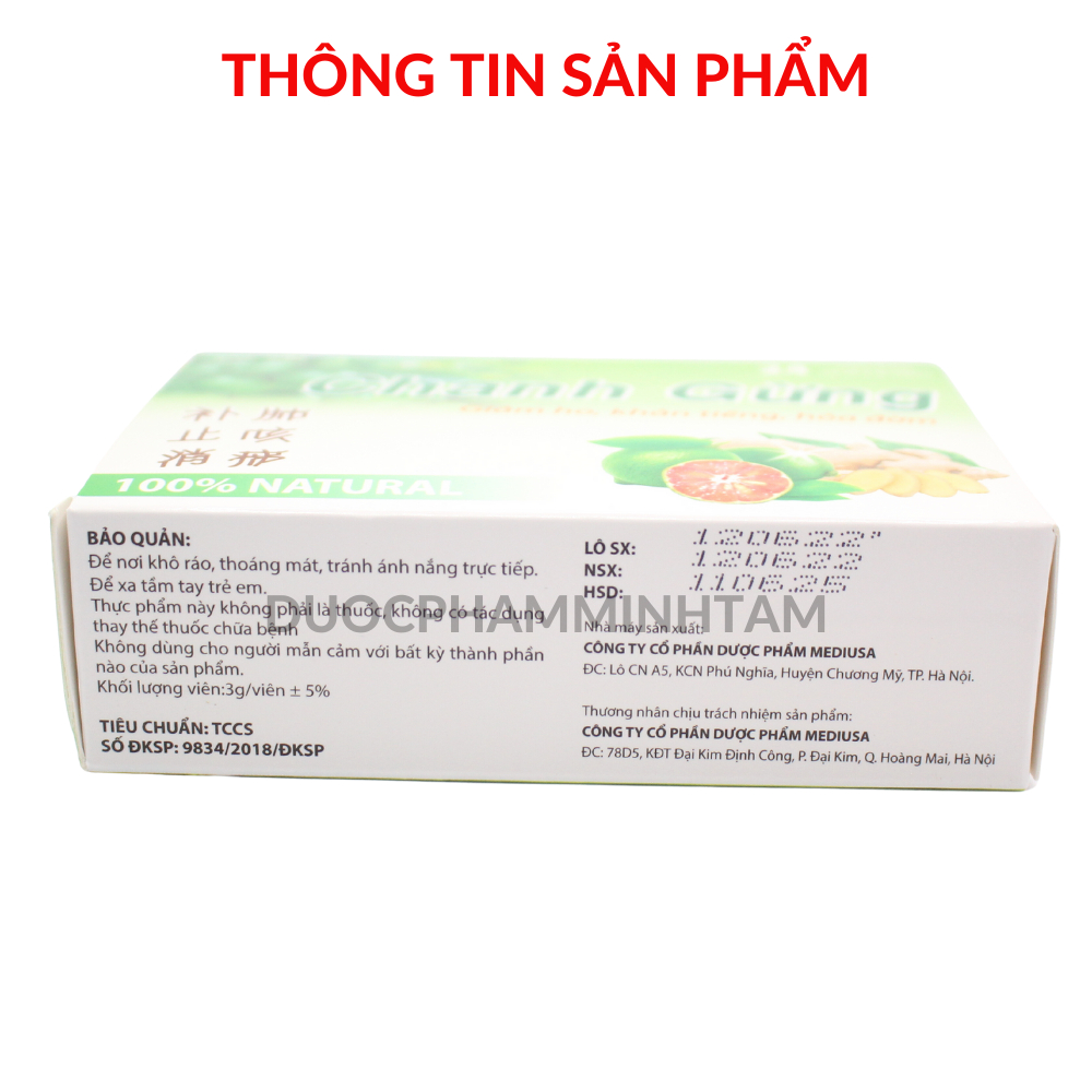 Kẹo ngậm giảm ho chanh gừng mật ong, giảm ho, giảm đờm, giảm đau họng, khàn tiếng- 24 Viên viên ngậm giảm ho chanh gừng