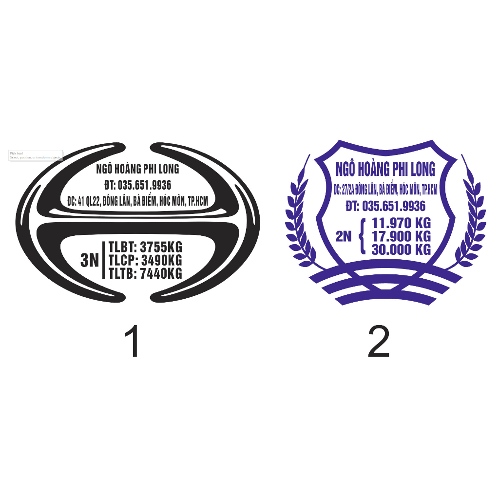 Tem DECAL Logo Tải Trọng Xe Theo Yêu Cầu