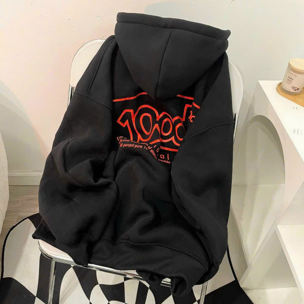 Áo Khoác Nỉ Chữ 10oK Có Nón 2 Lớp Kiểu Rộng Cặp Đôi  Nam Nữ Couple - Áo Hoodie  Unisex  Khóa Kéo Zip Tay Phồng