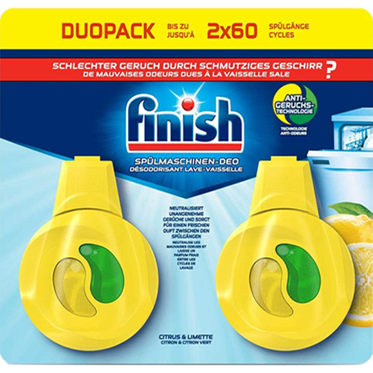 Combo 2 Miếng Tinh Dầu Treo Khử Mùi Máy Rửa Chén Bát Finish 4ml x2 Hương Chanh Hàng Nhập Khẩu Châu Âu