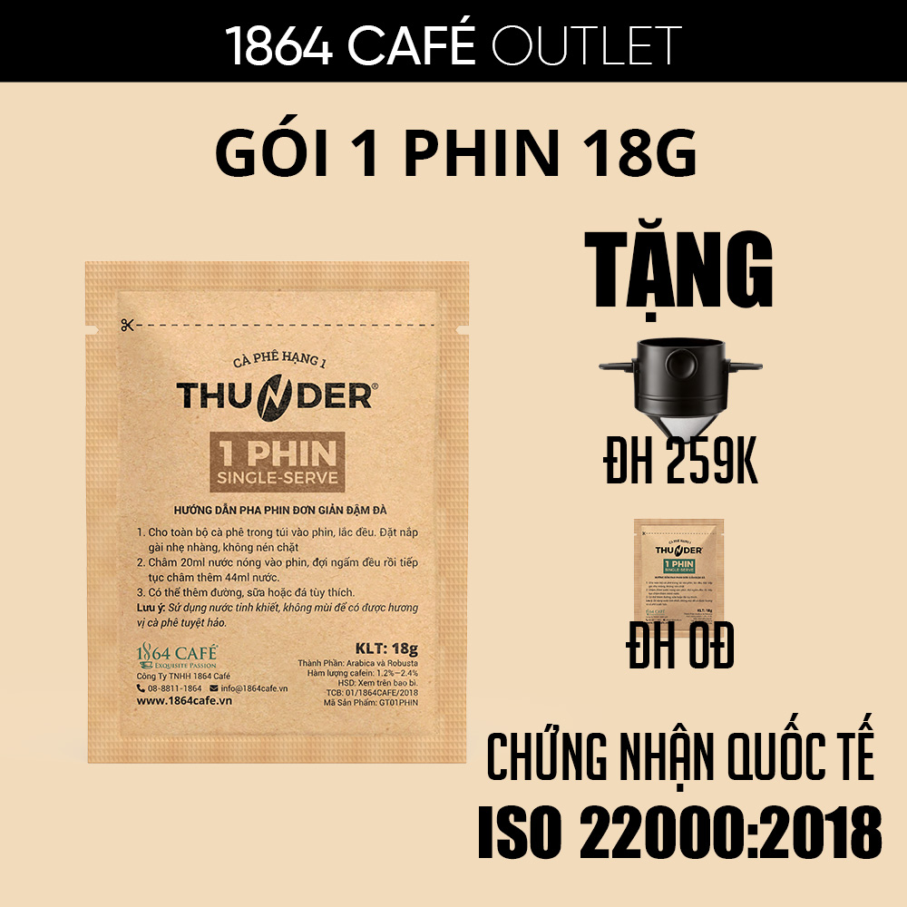 Cà Phê 1 phin 18g Thundner Nhãn Nâu (Xay Sẵn)