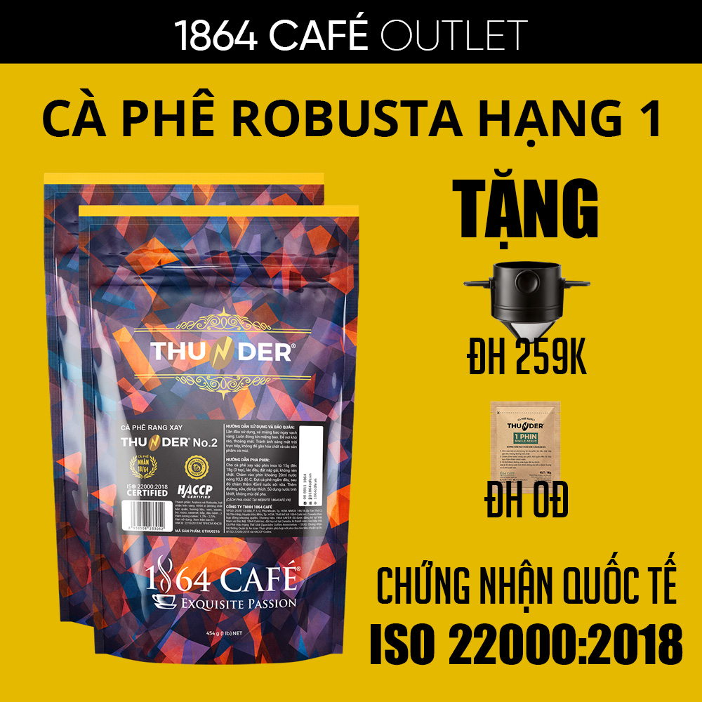 908g Cà Phê Thunder No.2 Xay Sẵn Pha Phin Gu Việt - 1864 CAFÉ