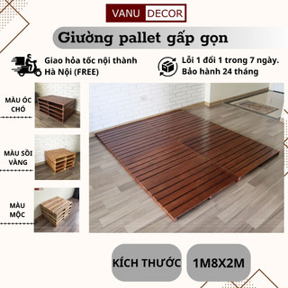 Giường Pallet Gỗ Gấp Gọn nội thất phòng ngủ kích thước 1m8 2m nhiều màu sơn, dễ di chuyển-VANU DECOR