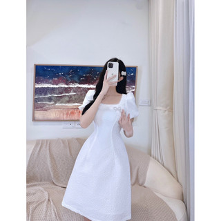 Đầm thiết kế phối cổ cúc ngọc