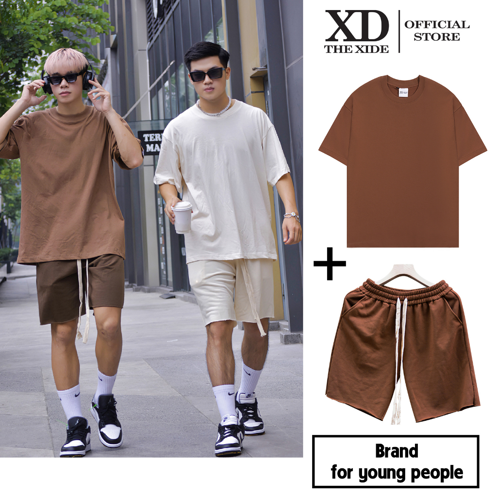 Bộ quần áo The Xide áo thun quần nỉ unisex form rộng chất cotton 2 chiều định lượng 250gr co giãn