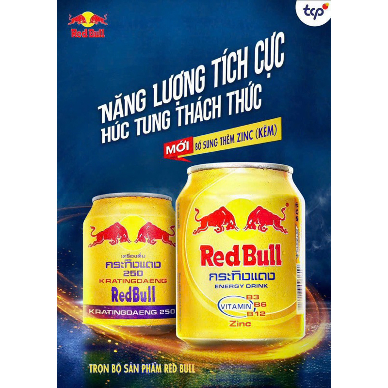 Thùng RedBull Thái 250ml - Mẫu bò Thái thêm Zinc