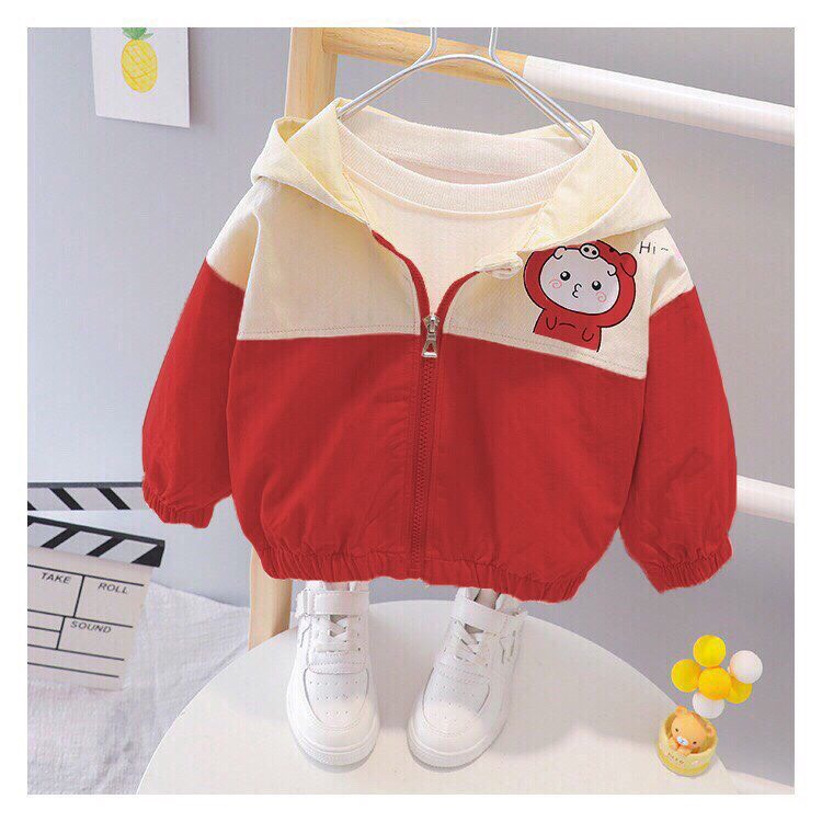 Áo gió 2 lớp nót nỉ chất vải kaki siêu đẹp dành cho bé trai và gái, cản gió giữ nhiệt siêu yêu cho bé mã A1