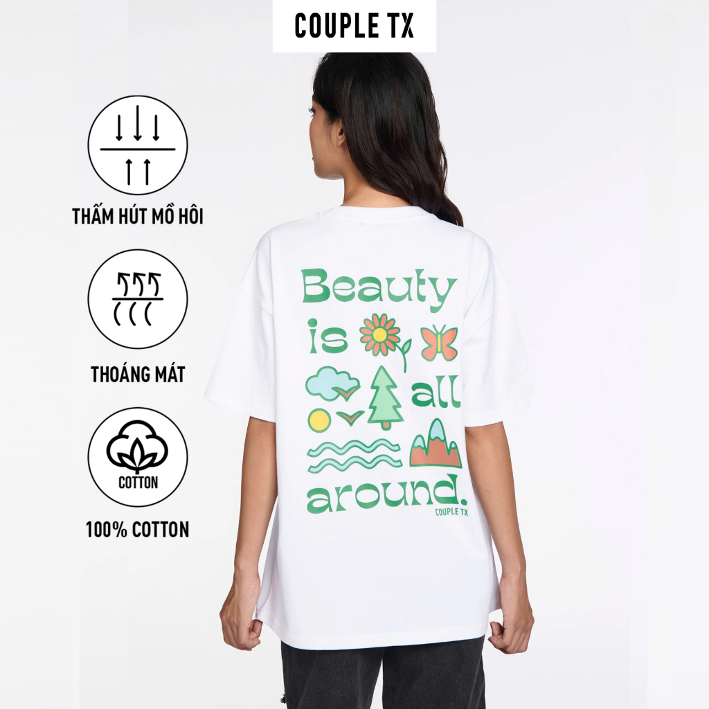 Áo Thun Nữ Oversize Couple TX In Typo Beauty Is All Around WTS 2260