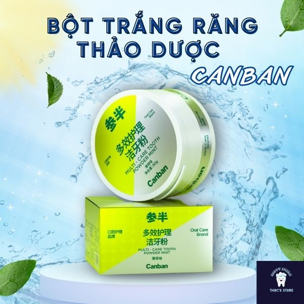 [Chính Hãng] Bột Trắng Răng Thảo Dược Canban 50G Bổ Sung Lợi Khuẩn, Làm Sạch Mảng Bám