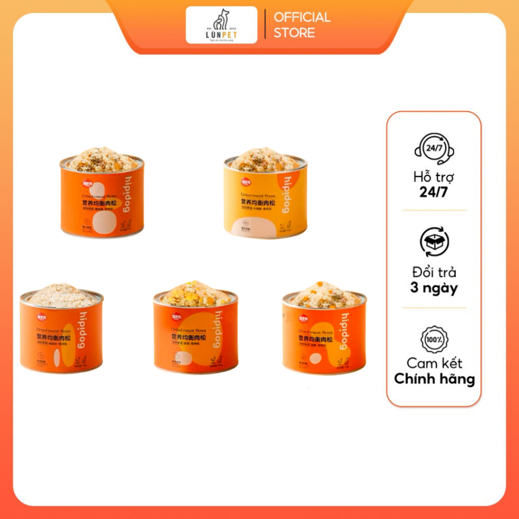 Ruốc gà HIPIDOG 5 vị, hộp 100gr, bổ sung dinh dưỡng giúp chó mèo ăn ngon miệng - LeoPet