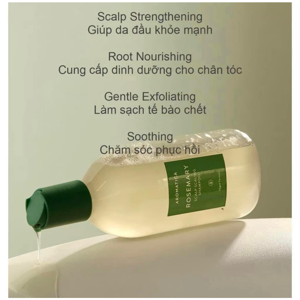 Dầu Gội Dầu Xả Phục Hồi Mọc Tóc Aromatica Rosemary Scalp Scaling Shampoo Rosemary Hair Thickening Conditioner