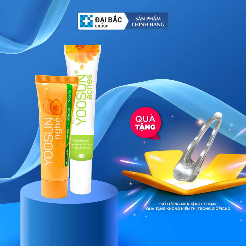 Combo Yoosun Acnes  Yoosun Nghệ phục hồi da sau mụn, ngừa mụn, kháng khuẩn, ngừa thâm sẹo do mụn Tuýp 15g-20g