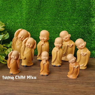 (03 size) Bộ 03 chú tiểu áo nâu mẫu đứng Yêu Đời