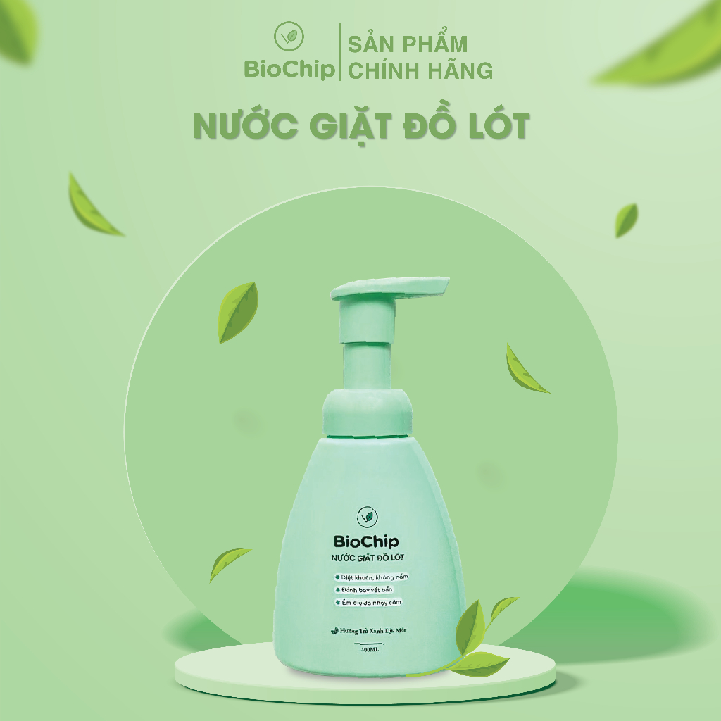 Combo 2 chai Nước giặt đồ lót BioChip hương nhài và hương trà xanh công nghệ Enzyme sinh học đột phá mới