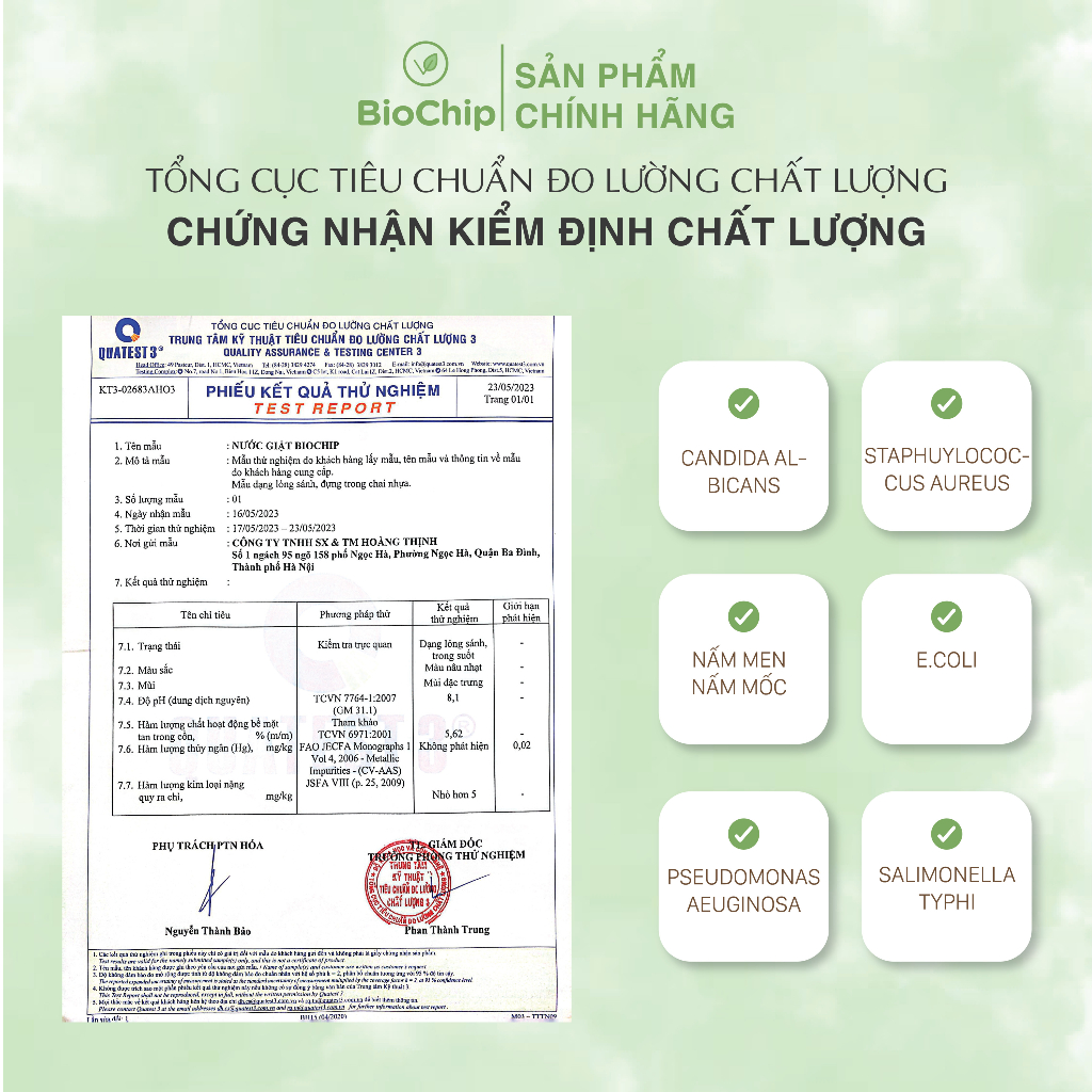 Combo 2 chai Nước giặt đồ lót BioChip hương nhài và hương trà xanh công nghệ Enzyme sinh học đột phá mới