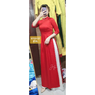 Áo dài trơn kết ngọc / áo dài cô dâu/chất lụa tây Thi