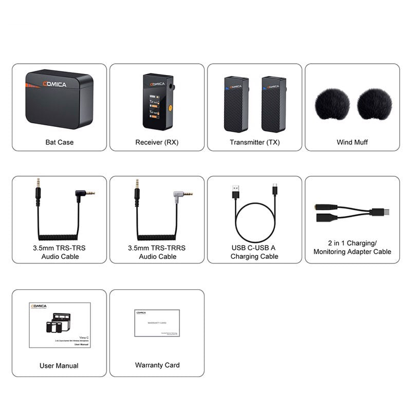 Comica Vimo C - Micro Cài Áo Không Dây 2.4G Nhỏ Gọn, Âm Thanh Rõ Nét, Dùng Cho Điện Thoại, Máy Ảnh, Máy Quay