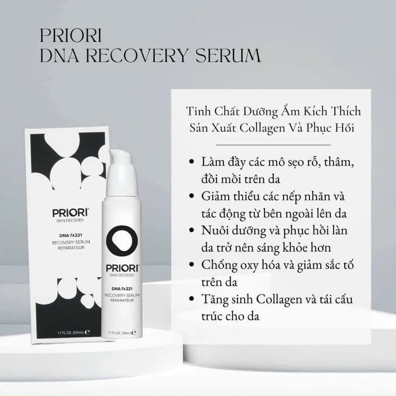 SERUM PHỤC HỒI, DƯỠNG ẨM, TRẺ HÓA DA PRIORI DNA FX221 RECOVERY SERUM 50ML