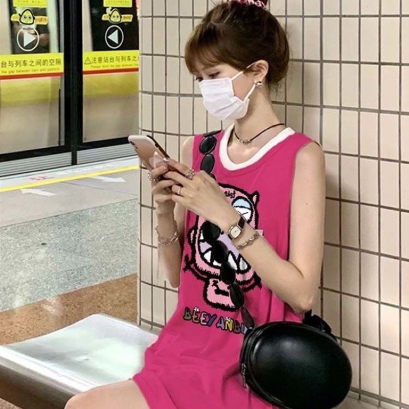 Áo 3 lỗ hoạt hình hồng BEEY TTA855