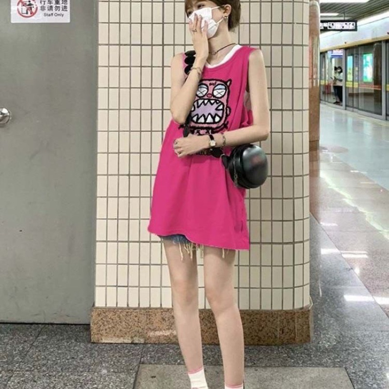 Áo 3 lỗ hoạt hình hồng BEEY TTA855