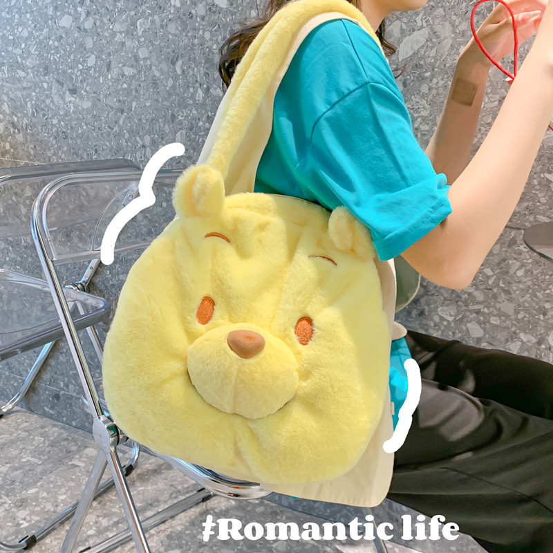 Túi tote hoạt hình DISNEY GẤU POOH, túi xách đeo vai cỡ lớn dễ thương sang trọng