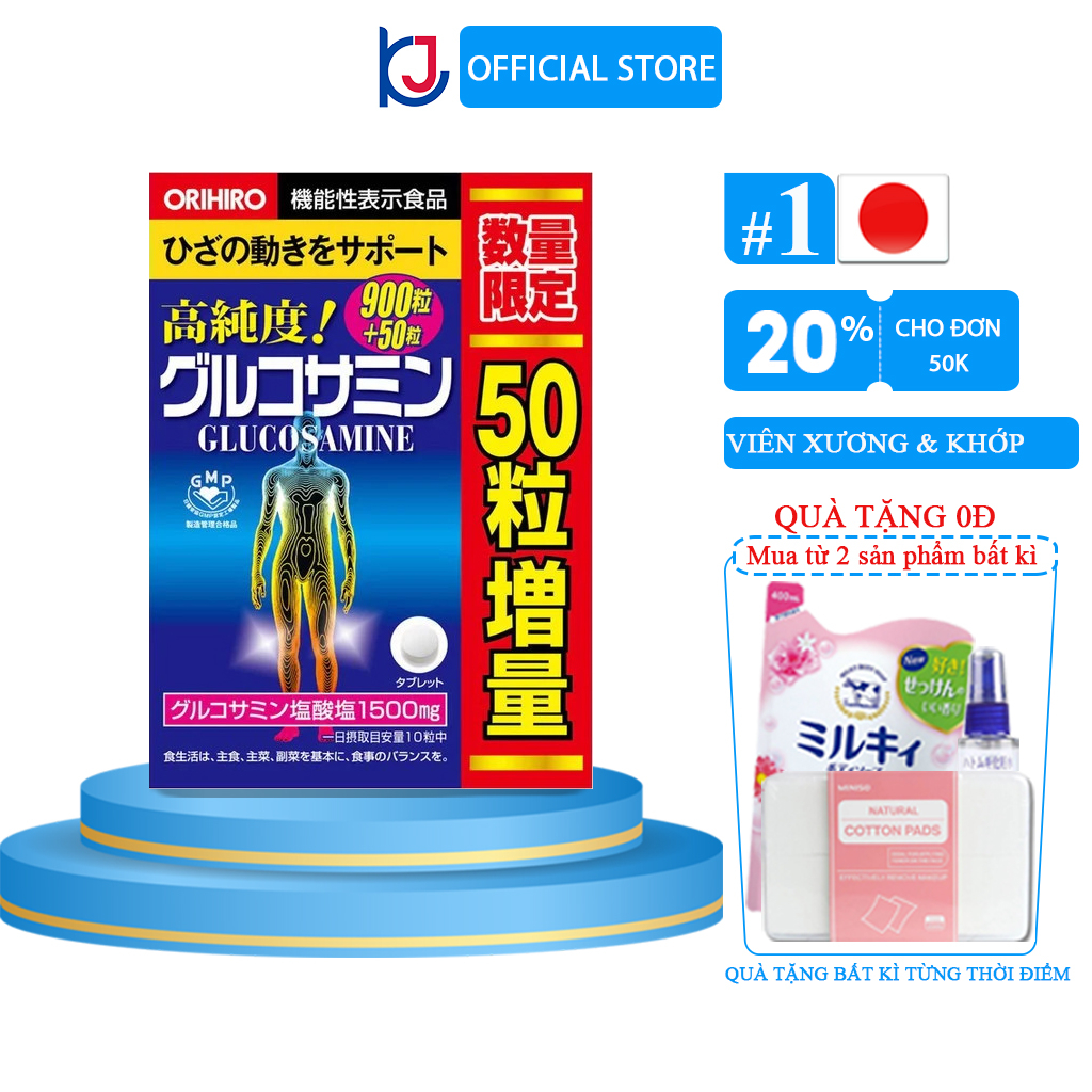 Viên xương khớp Glucosamine ORIHIRO Nhật Bản giảm đau xương khớp 950 viên, tăng cường sụn khớp, canxi, tránh loãng xương