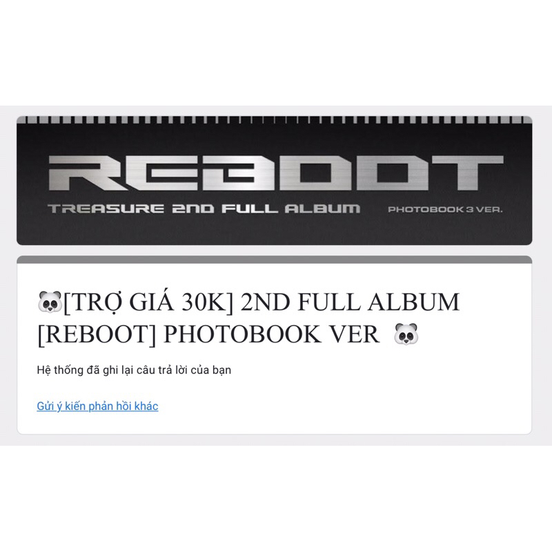 TAG ALBUM REBOOT TREASURE KÈM POB