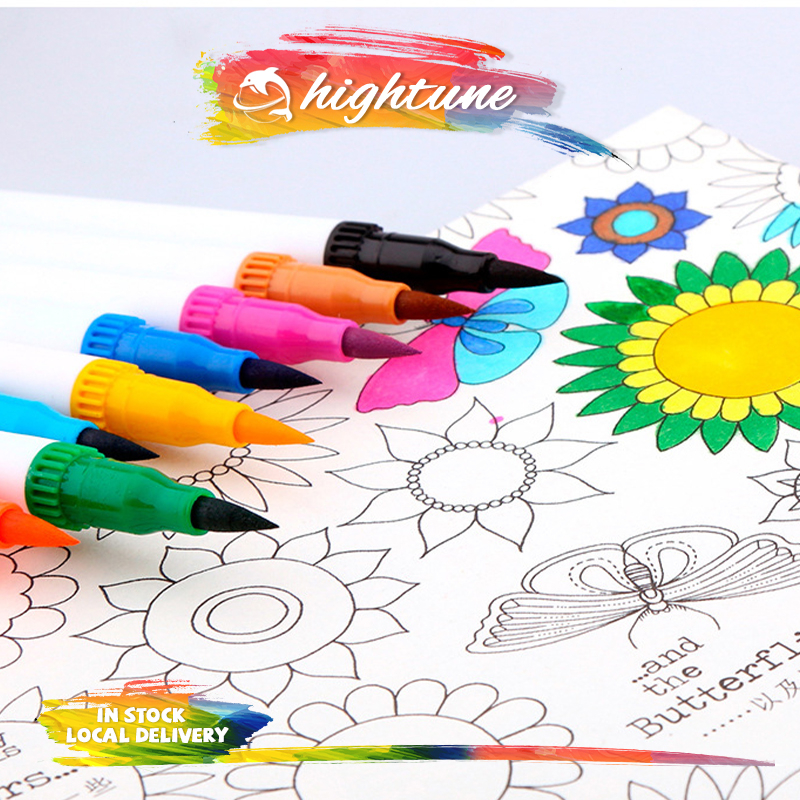 Bút dạ màu marker ngòi lông 2 đầu, set 100/120 bút brush viết calligraphy nhiều màu