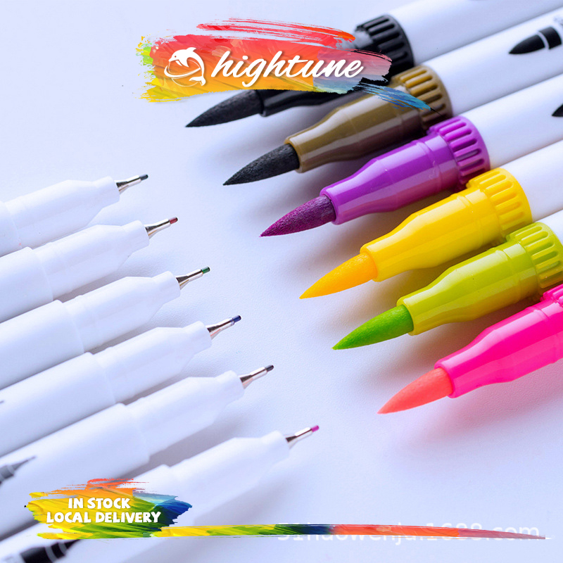 Bút dạ màu marker ngòi lông 2 đầu, set 100/120 bút brush viết calligraphy nhiều màu