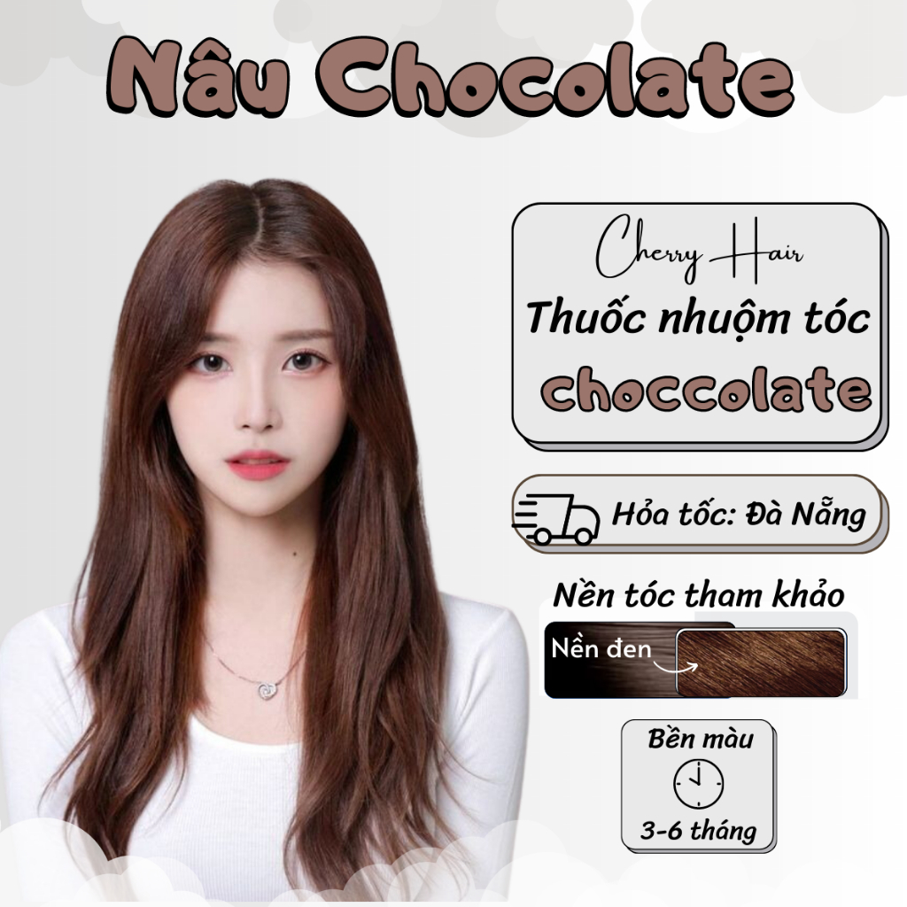 Thuốc Nhuộm Tóc Màu Nâu Chocolate Thuốc nhuộm Tóc chính hãng tặng kèm Oxy + Bao Tay, Cherry Hair. Cherry Hair